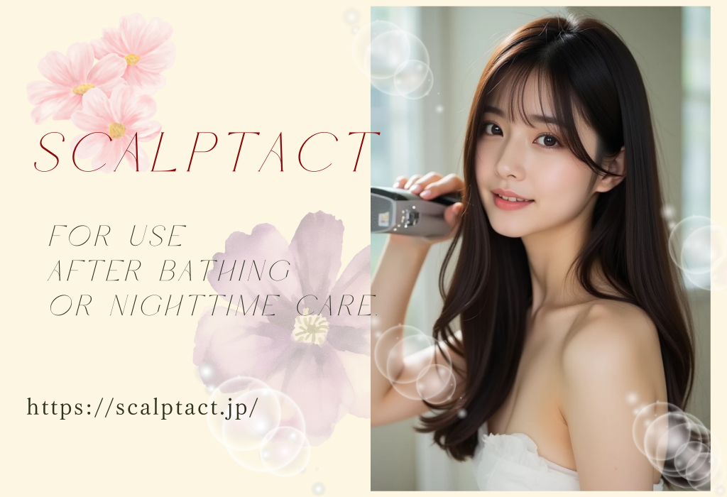 トリートメントを髪に揉み込む様子